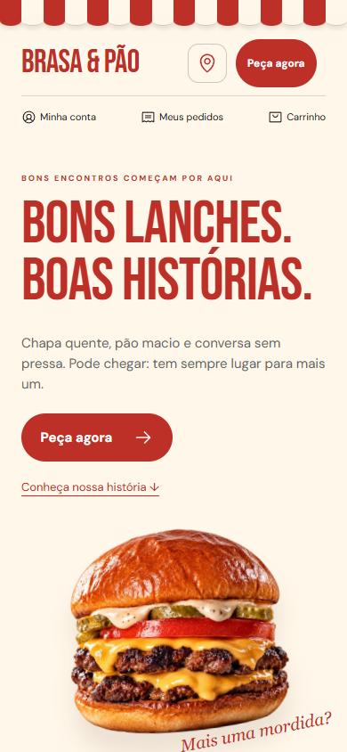 Versão mobile de cardappio